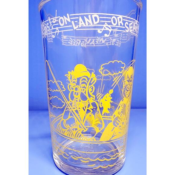 1953 Howdy Doody Welch's Juice Glass Mr Bluster Clarabell Fishing FLAW READ - Picture 11 of 11